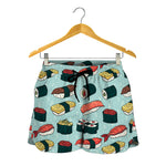 Colorful Sushi And Rolls Pattern Print Women's Shorts