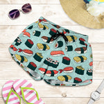 Colorful Sushi And Rolls Pattern Print Women's Shorts