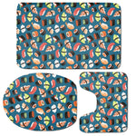 Colorful Sushi Pattern Print 3 Piece Bath Mat Set