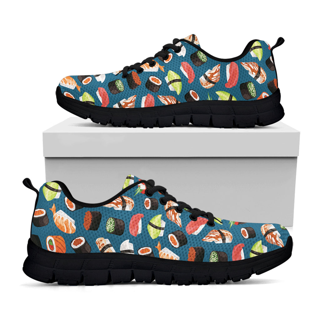 Colorful Sushi Pattern Print Black Sneakers