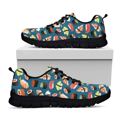 Colorful Sushi Pattern Print Black Sneakers