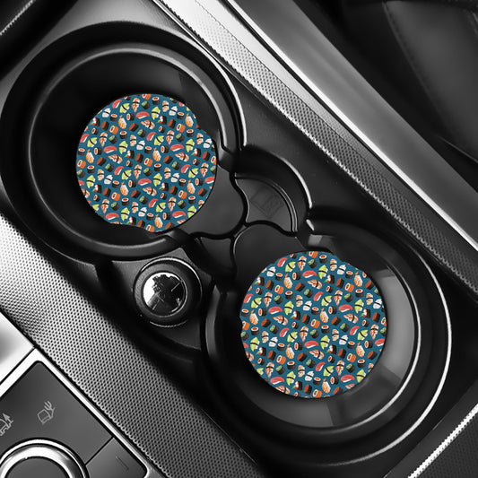 Colorful Sushi Pattern Print Car Coasters