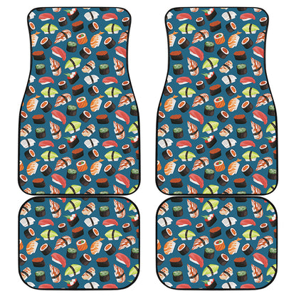 Colorful Sushi Pattern Print Front and Back Car Floor Mats