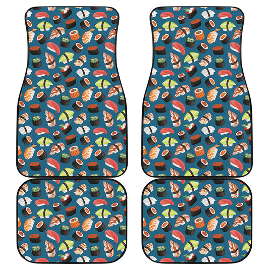 Colorful Sushi Pattern Print Front and Back Car Floor Mats