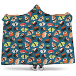 Colorful Sushi Pattern Print Hooded Blanket
