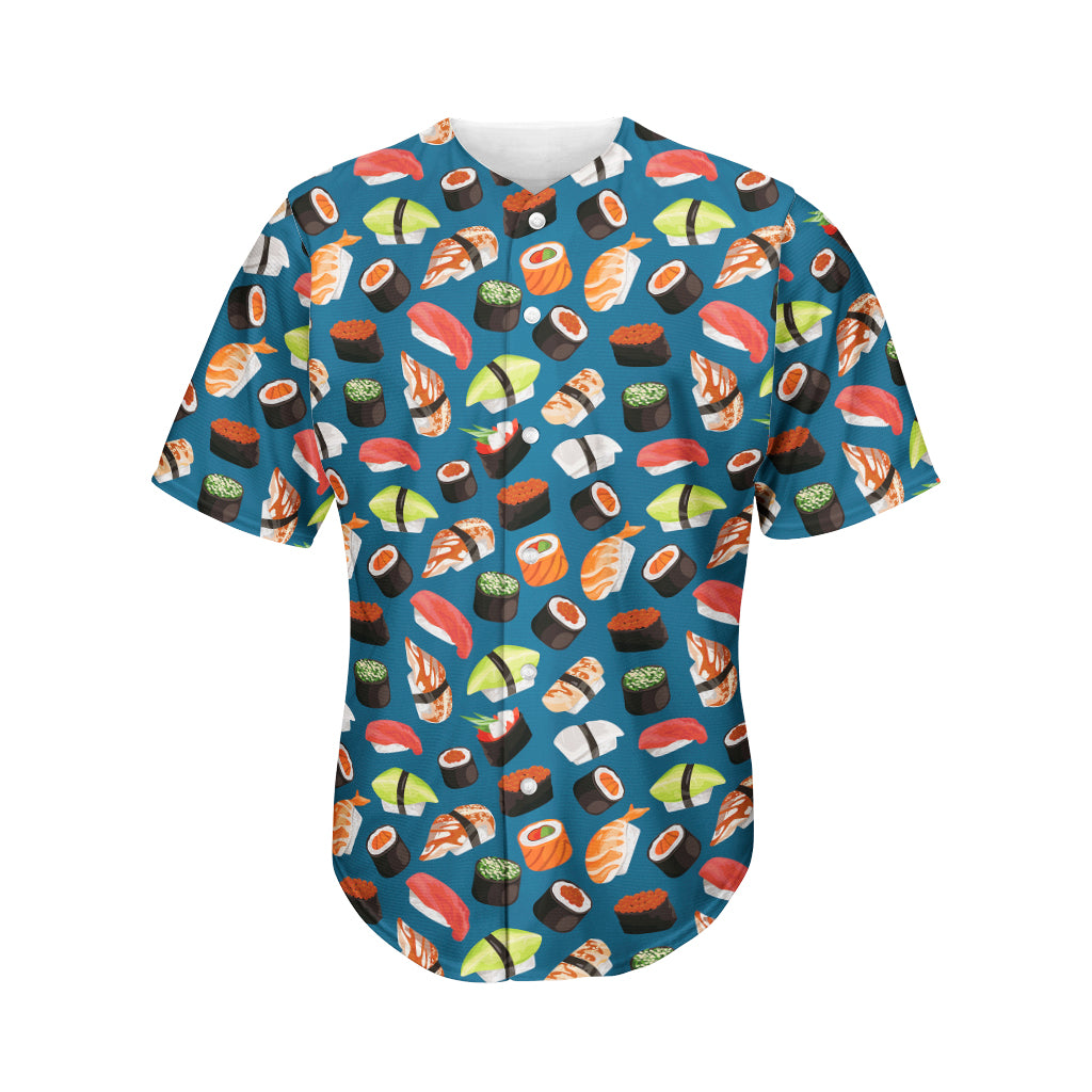 Colorful Sushi Pattern Print Men's Baseball Jersey