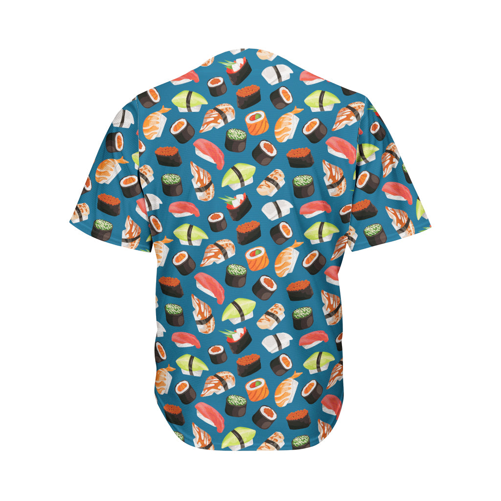 Colorful Sushi Pattern Print Men's Baseball Jersey