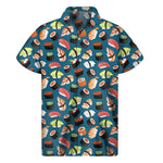 Colorful Sushi Pattern Print Men's Short Sleeve Shirt