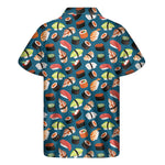 Colorful Sushi Pattern Print Men's Short Sleeve Shirt