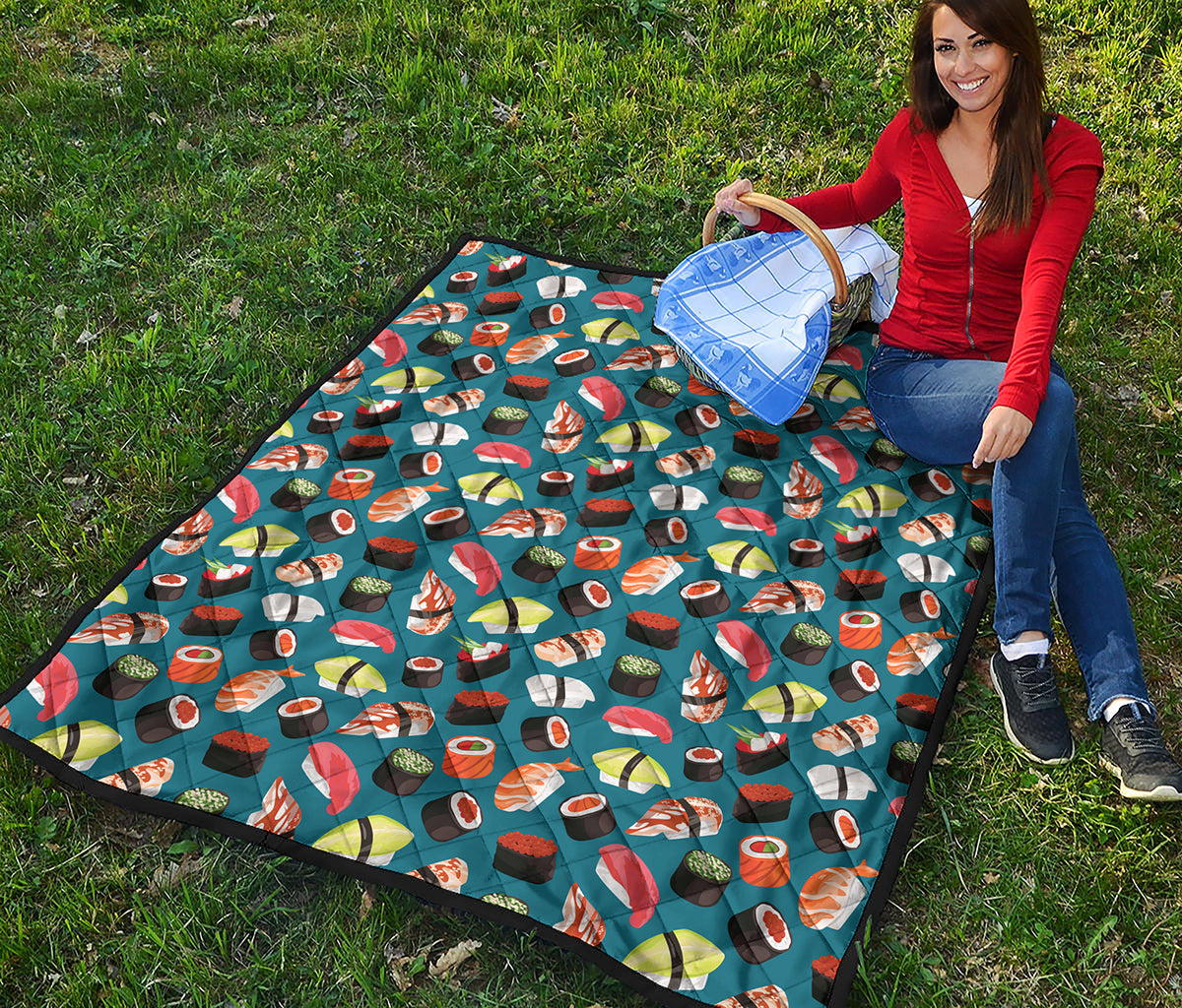 Colorful Sushi Pattern Print Quilt