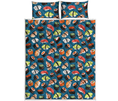 Colorful Sushi Pattern Print Quilt Bed Set
