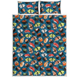 Colorful Sushi Pattern Print Quilt Bed Set