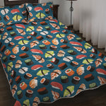Colorful Sushi Pattern Print Quilt Bed Set