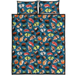 Colorful Sushi Pattern Print Quilt Bed Set
