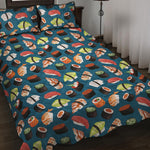 Colorful Sushi Pattern Print Quilt Bed Set