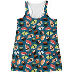 Colorful Sushi Pattern Print Women's Racerback Tank Top