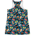 Colorful Sushi Pattern Print Women's Racerback Tank Top