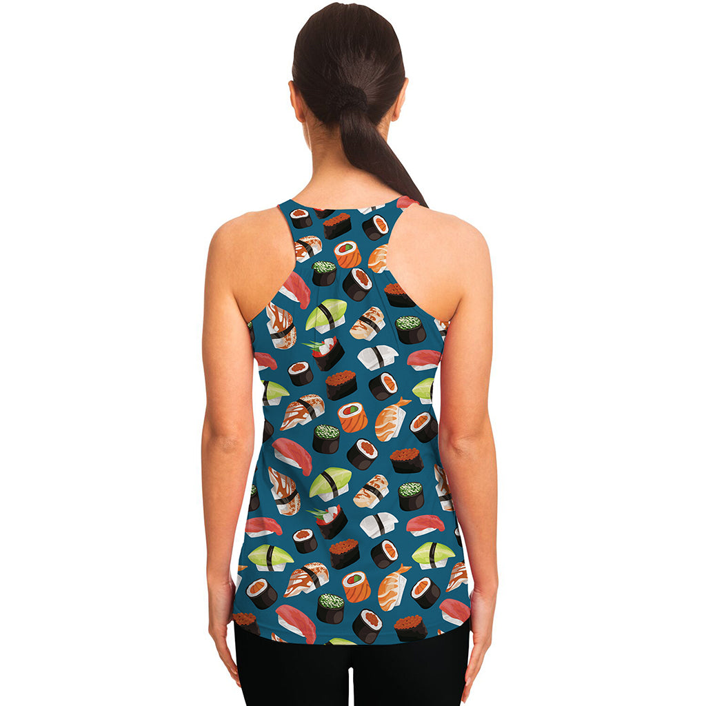 Colorful Sushi Pattern Print Women's Racerback Tank Top