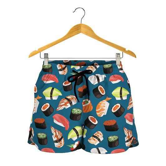 Colorful Sushi Pattern Print Women's Shorts