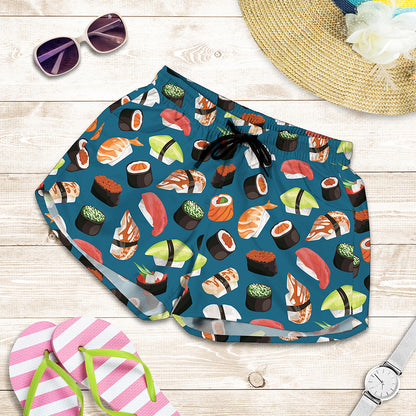 Colorful Sushi Pattern Print Women's Shorts
