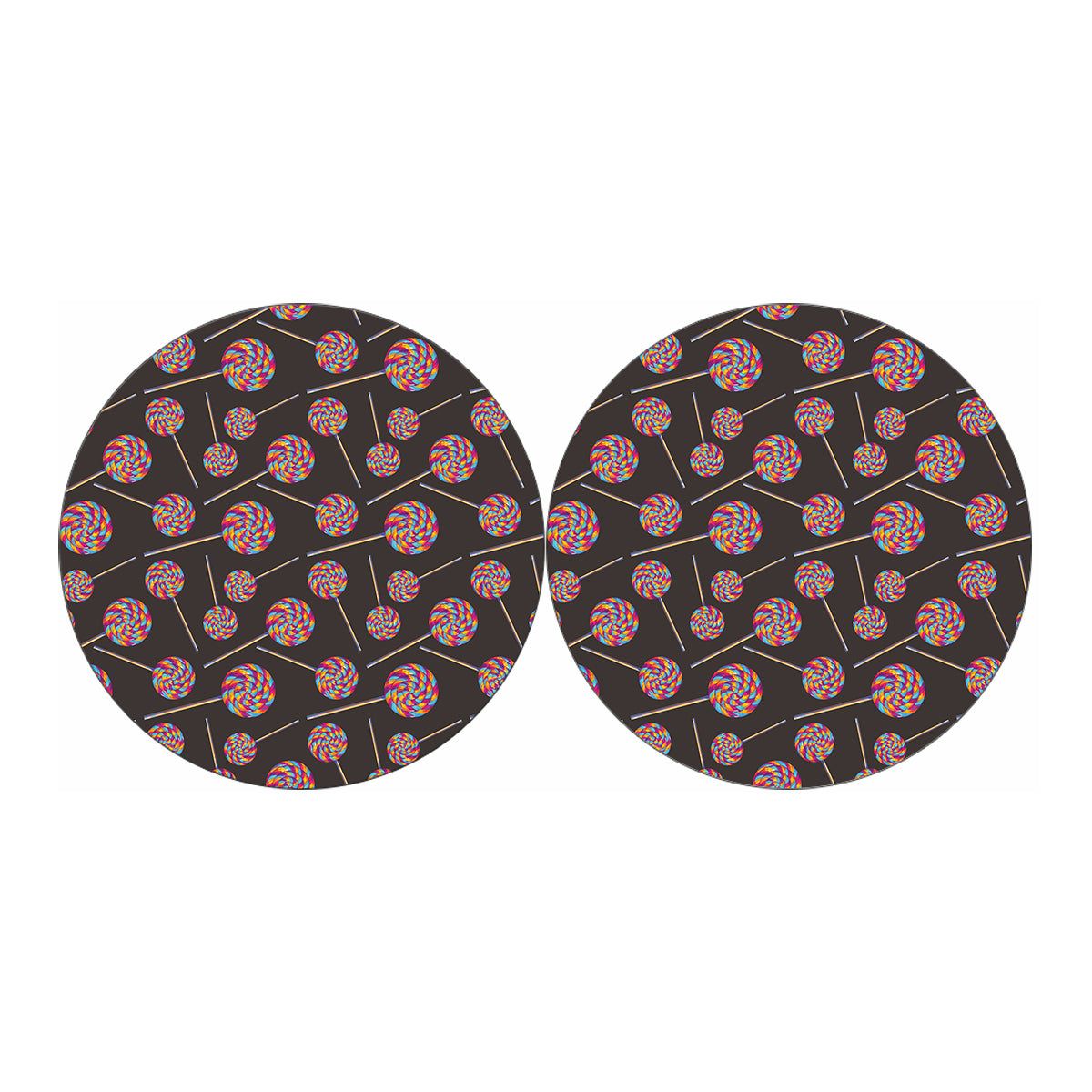 Colorful Swirl Lollipop Pattern Print Car Coasters