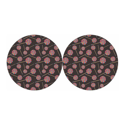 Colorful Swirl Lollipop Pattern Print Car Coasters