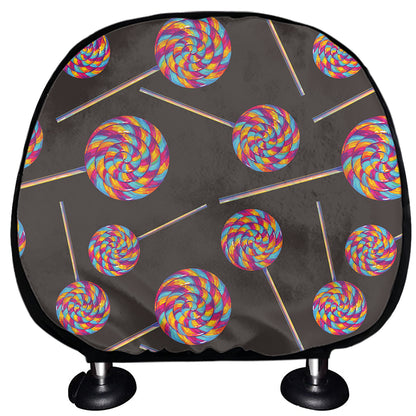 Colorful Swirl Lollipop Pattern Print Car Headrest Covers