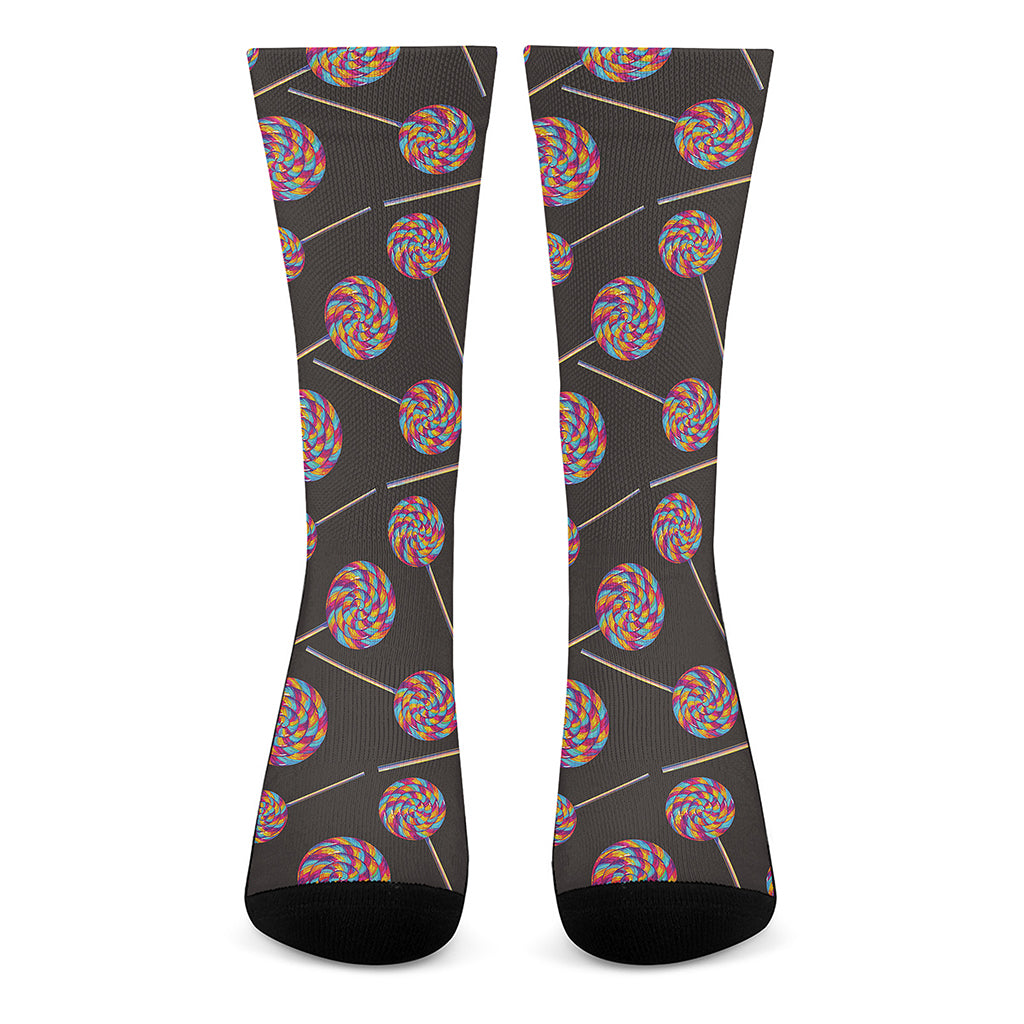 Colorful Swirl Lollipop Pattern Print Crew Socks