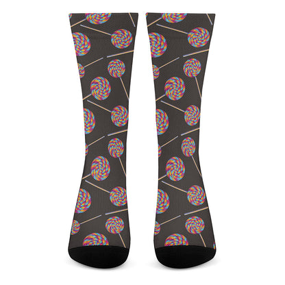 Colorful Swirl Lollipop Pattern Print Crew Socks