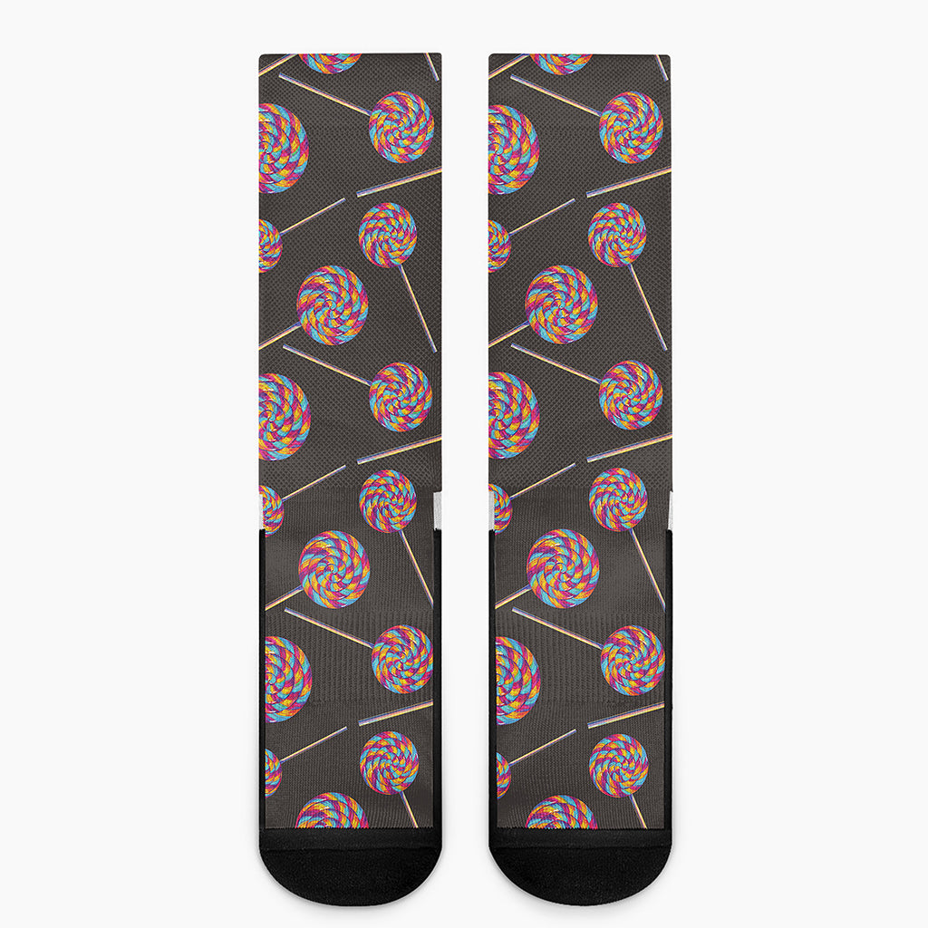 Colorful Swirl Lollipop Pattern Print Crew Socks