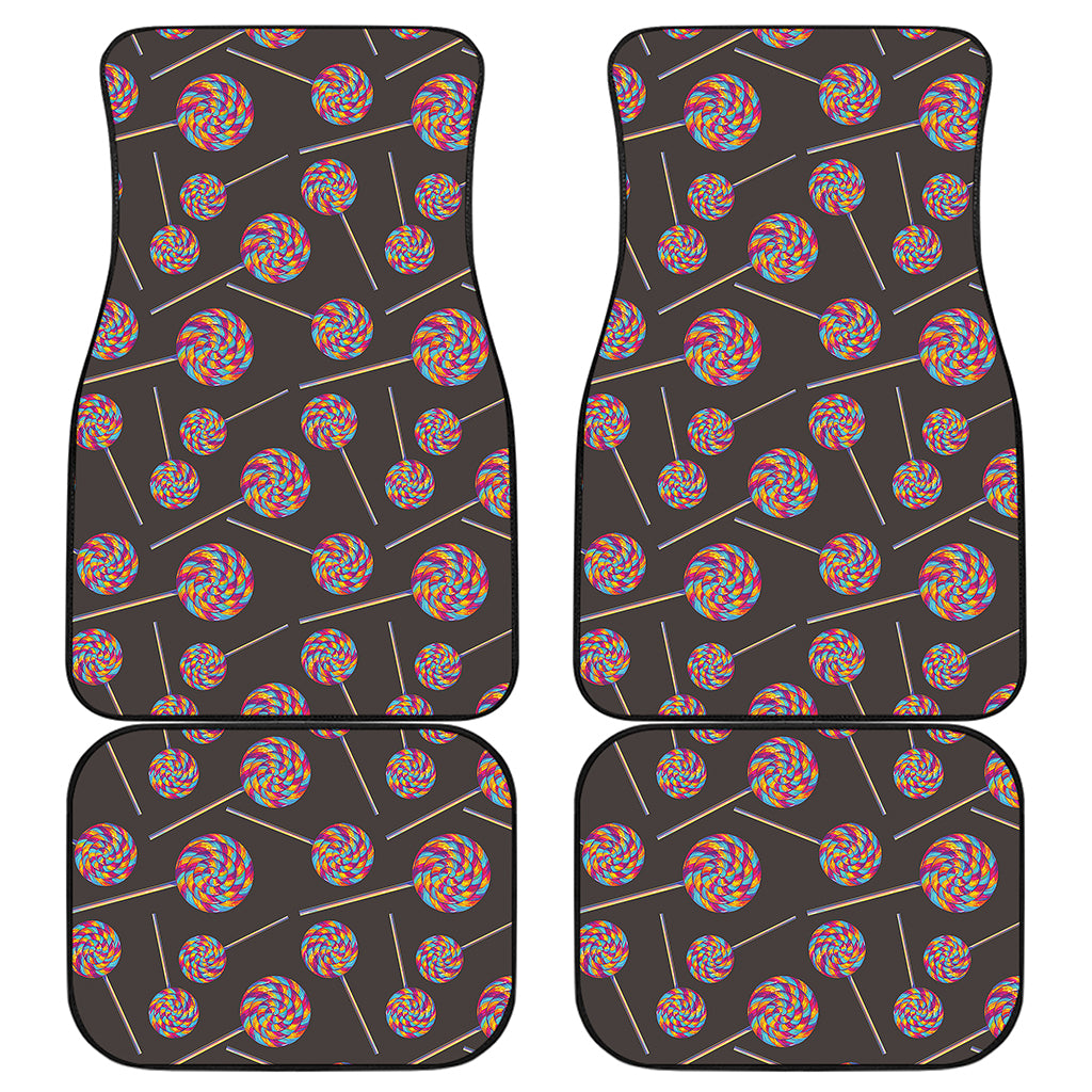 Colorful Swirl Lollipop Pattern Print Front and Back Car Floor Mats
