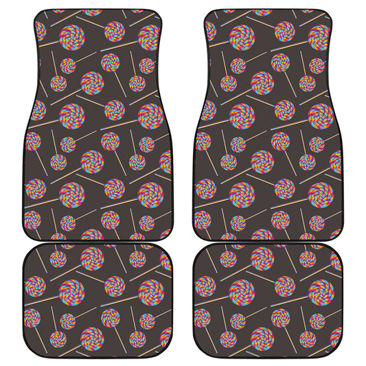 Colorful Swirl Lollipop Pattern Print Front and Back Car Floor Mats