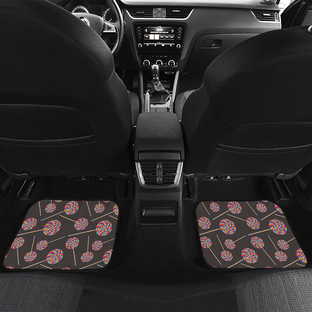 Colorful Swirl Lollipop Pattern Print Front and Back Car Floor Mats