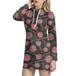 Colorful Swirl Lollipop Pattern Print Hoodie Dress