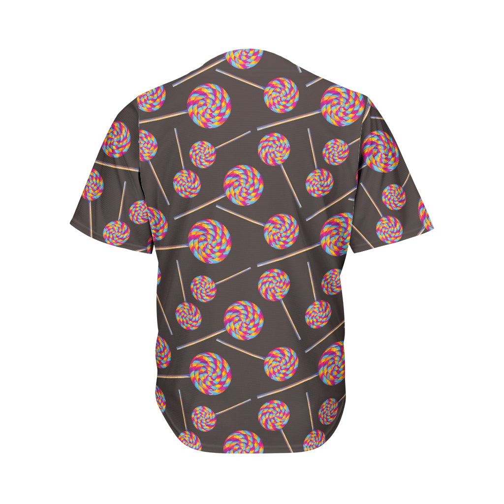 Colorful Swirl Lollipop Pattern Print Men's Baseball Jersey