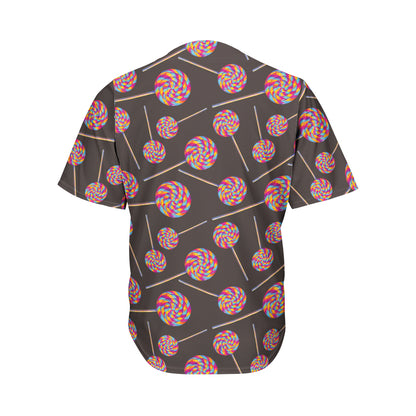 Colorful Swirl Lollipop Pattern Print Men's Baseball Jersey