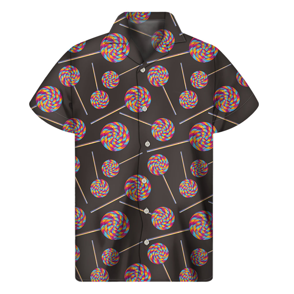 Colorful Swirl Lollipop Pattern Print Men's Short Sleeve Shirt