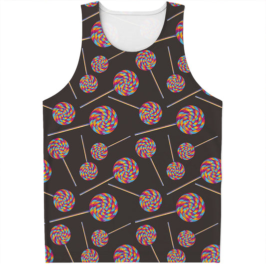 Colorful Swirl Lollipop Pattern Print Men's Tank Top