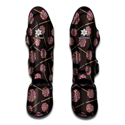 Colorful Swirl Lollipop Pattern Print Muay Thai Shin Guard