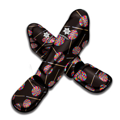 Colorful Swirl Lollipop Pattern Print Muay Thai Shin Guard
