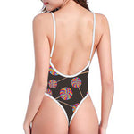 Colorful Swirl Lollipop Pattern Print One Piece High Cut Swimsuit
