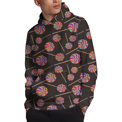 Colorful Swirl Lollipop Pattern Print Pullover Hoodie
