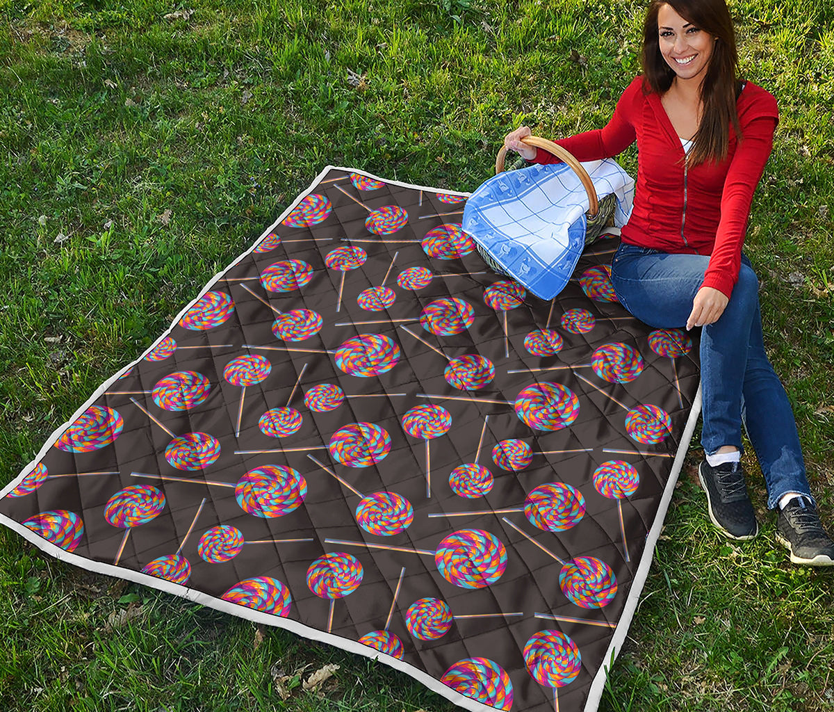 Colorful Swirl Lollipop Pattern Print Quilt