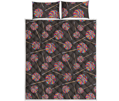Colorful Swirl Lollipop Pattern Print Quilt Bed Set