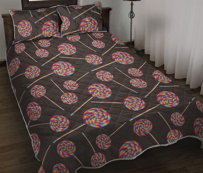 Colorful Swirl Lollipop Pattern Print Quilt Bed Set