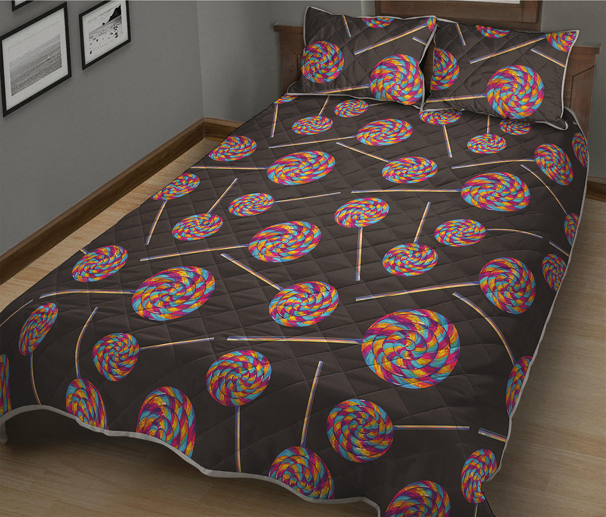 Colorful Swirl Lollipop Pattern Print Quilt Bed Set
