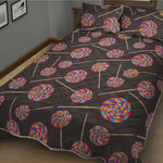 Colorful Swirl Lollipop Pattern Print Quilt Bed Set