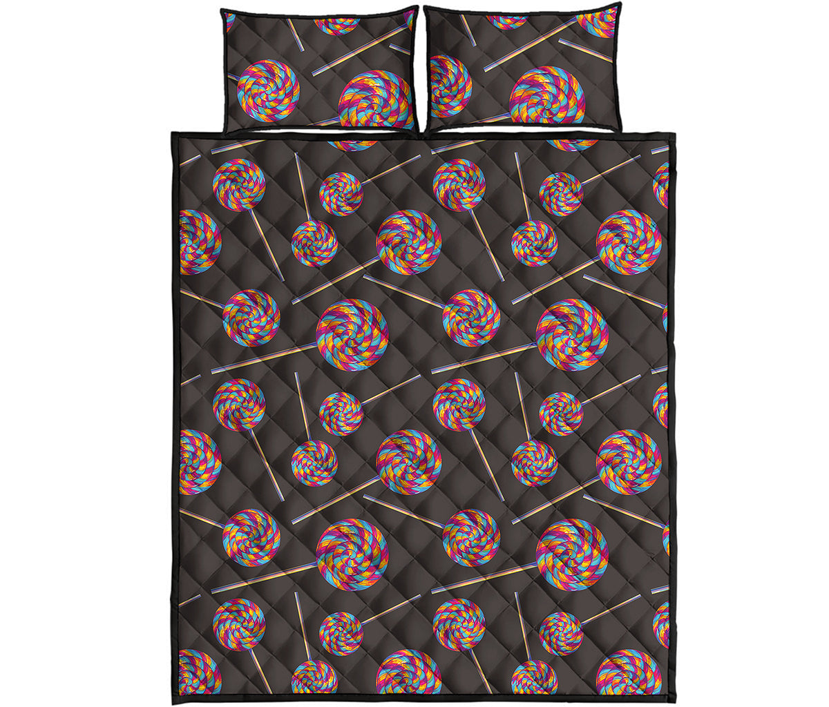 Colorful Swirl Lollipop Pattern Print Quilt Bed Set