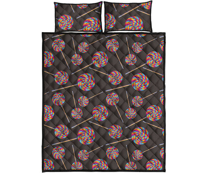 Colorful Swirl Lollipop Pattern Print Quilt Bed Set