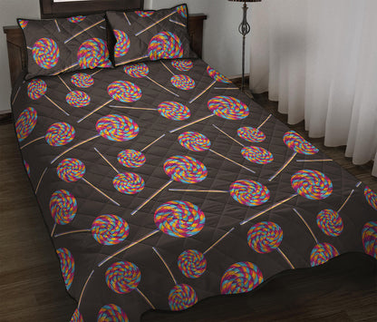 Colorful Swirl Lollipop Pattern Print Quilt Bed Set